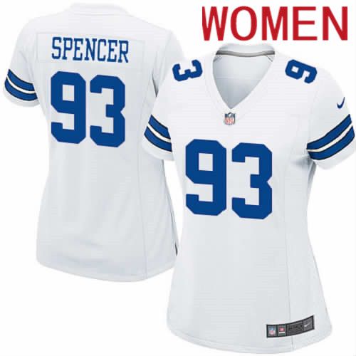 Women Dallas Cowboys #93 Anthony Spencer Nike White Team Game NFL Jersey->women nfl jersey->Women Jersey